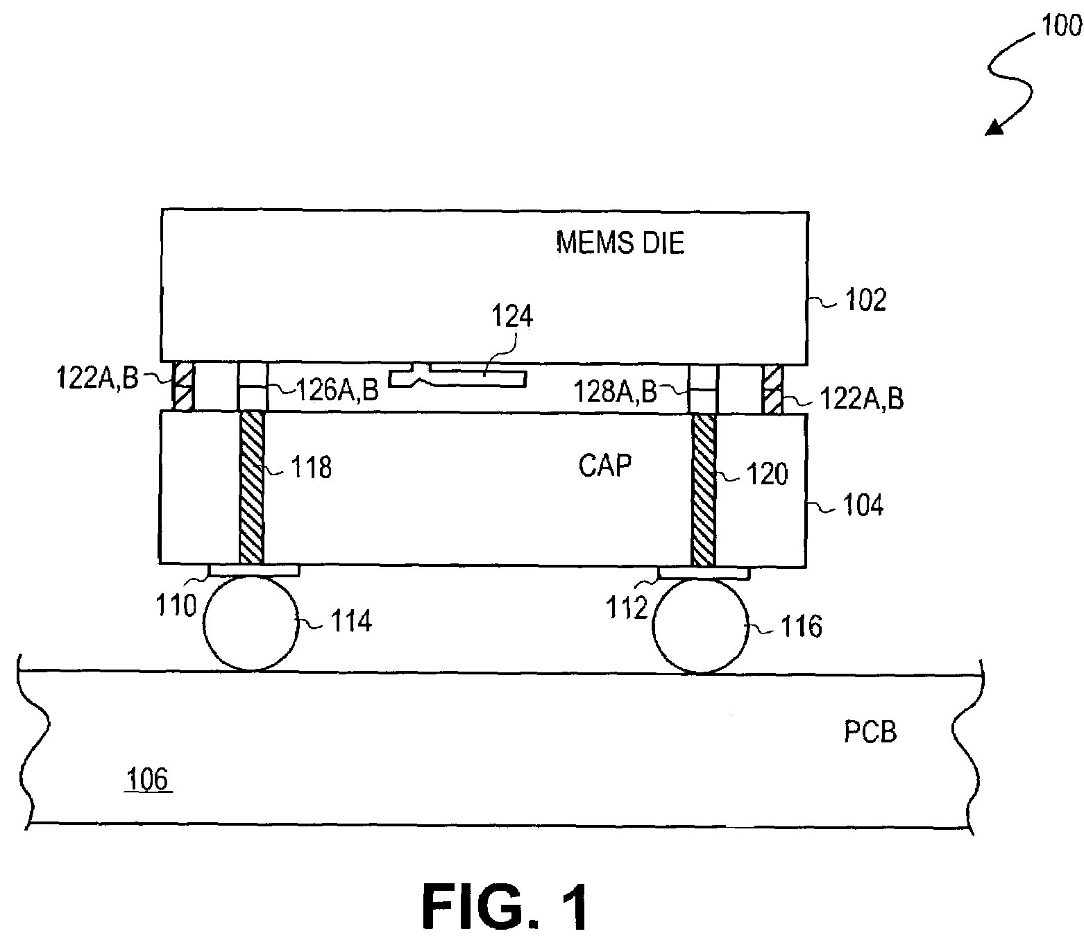 MEMS RF switch module including a vertical via