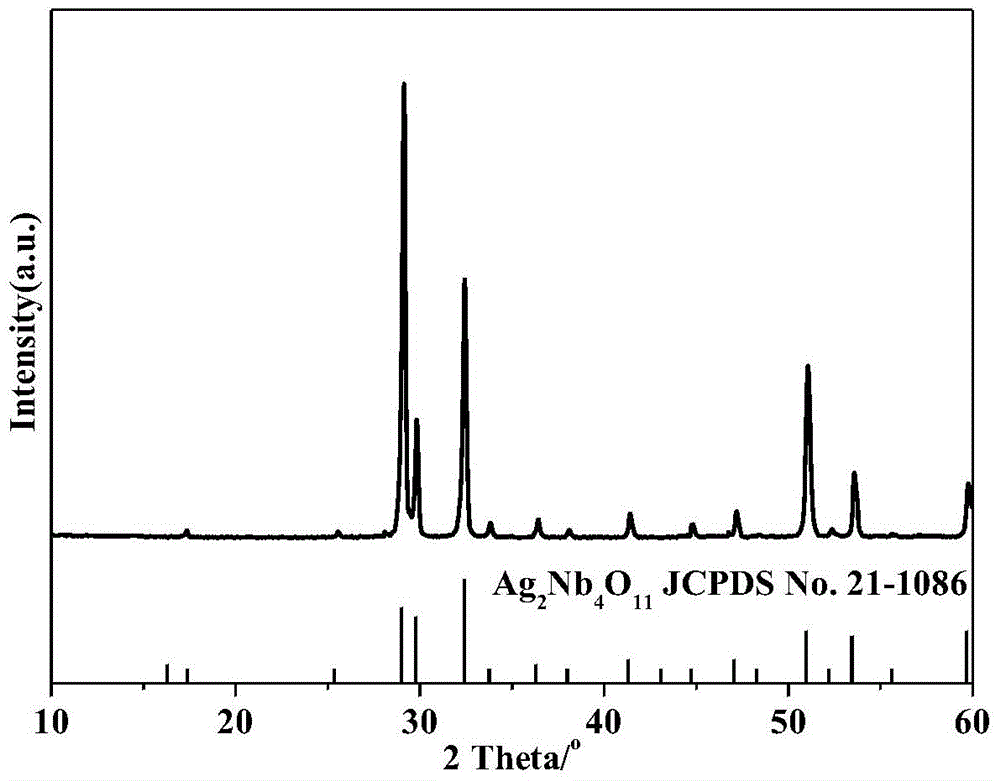 Ag2Nb4O11 nano-textured sheet particle and preparation method thereof