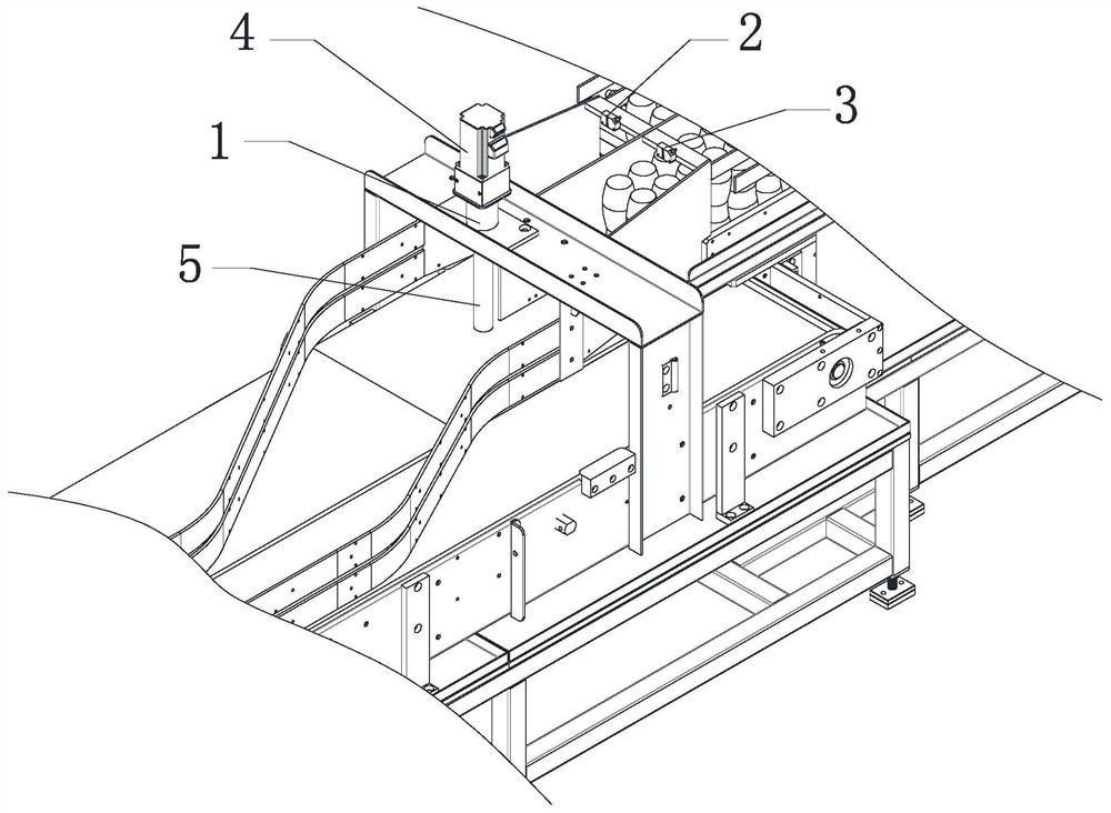 Bottle feeding device of automatic box filling machine for PET bottles