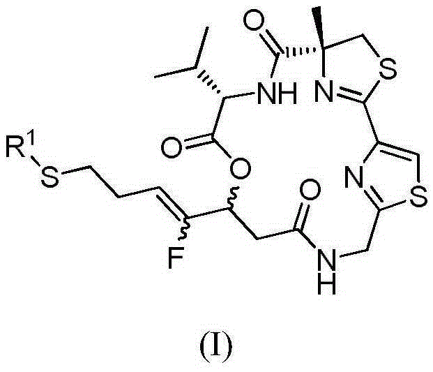 Fluorinated olefin analogue of marine natural product cyclic depsipeptide as well as preparation method and application of fluorinated olefin analogue