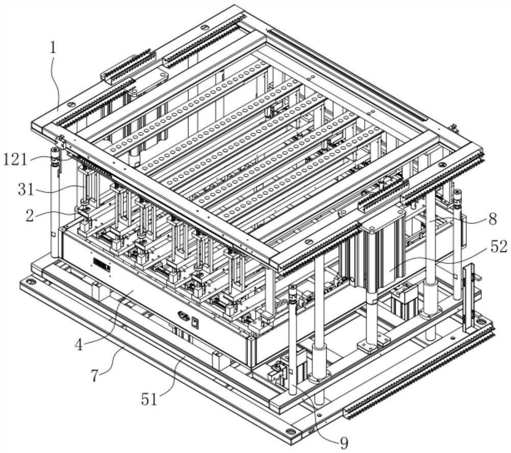 A rapid adjustment mechanism for the distance between a probe module and a formed needle bed