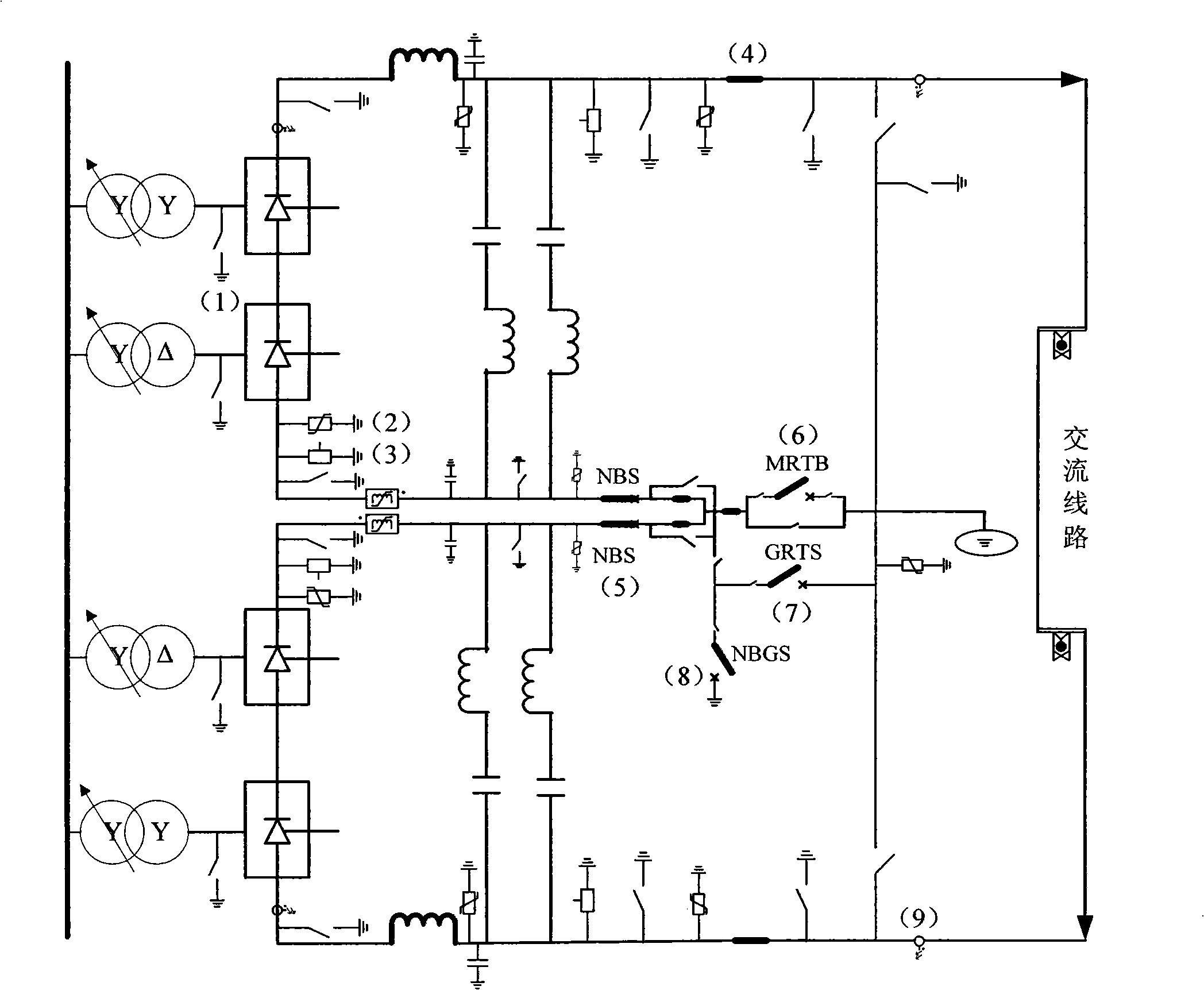 AC line-feeding deicing connection plan for current-exchanging station