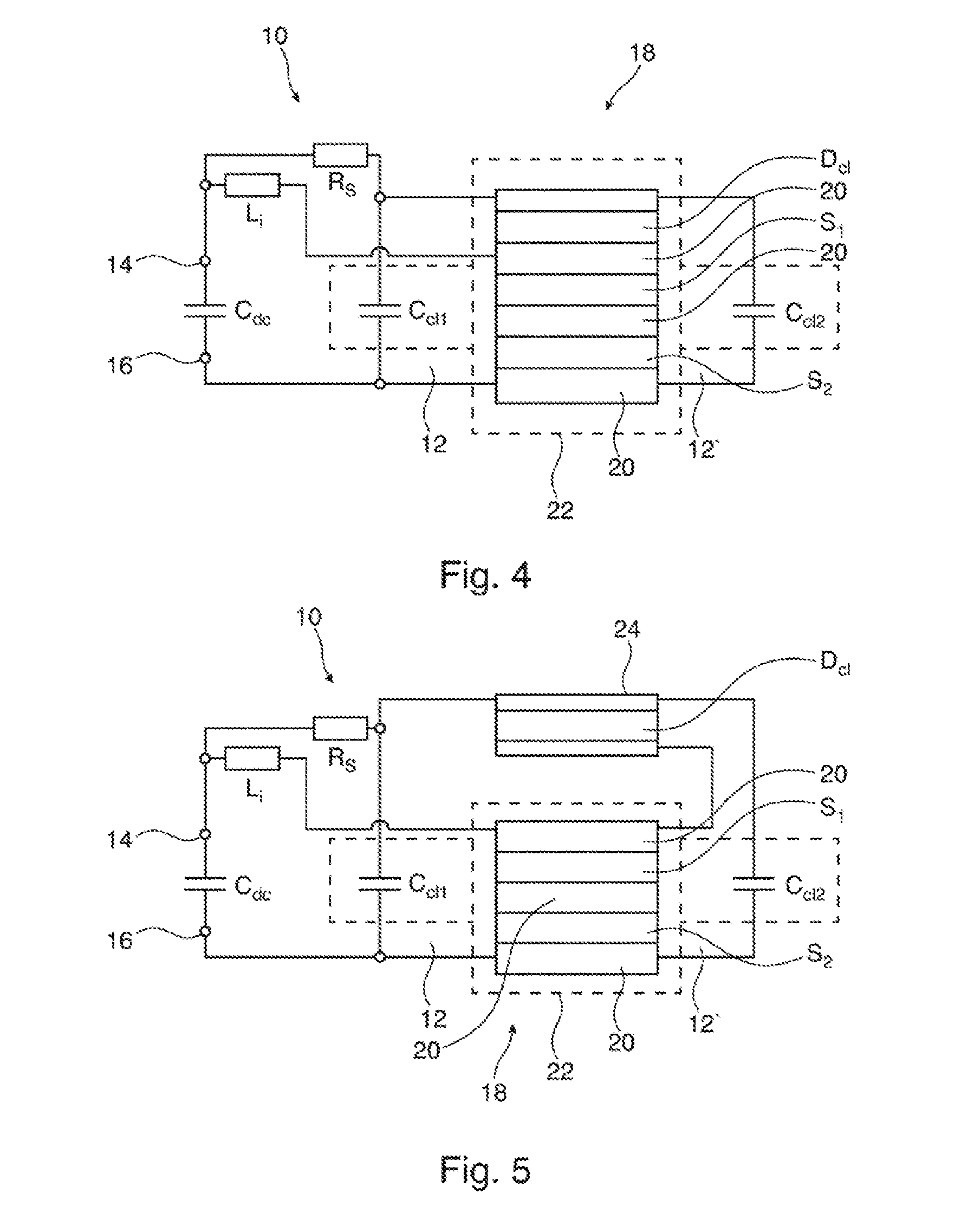 Semiconductor stack for converter with snubber capacitors