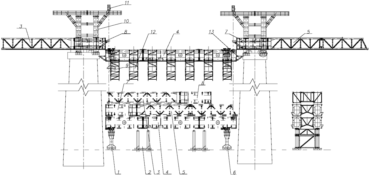 Mounting and lifting method for movable formwork for bridge construction