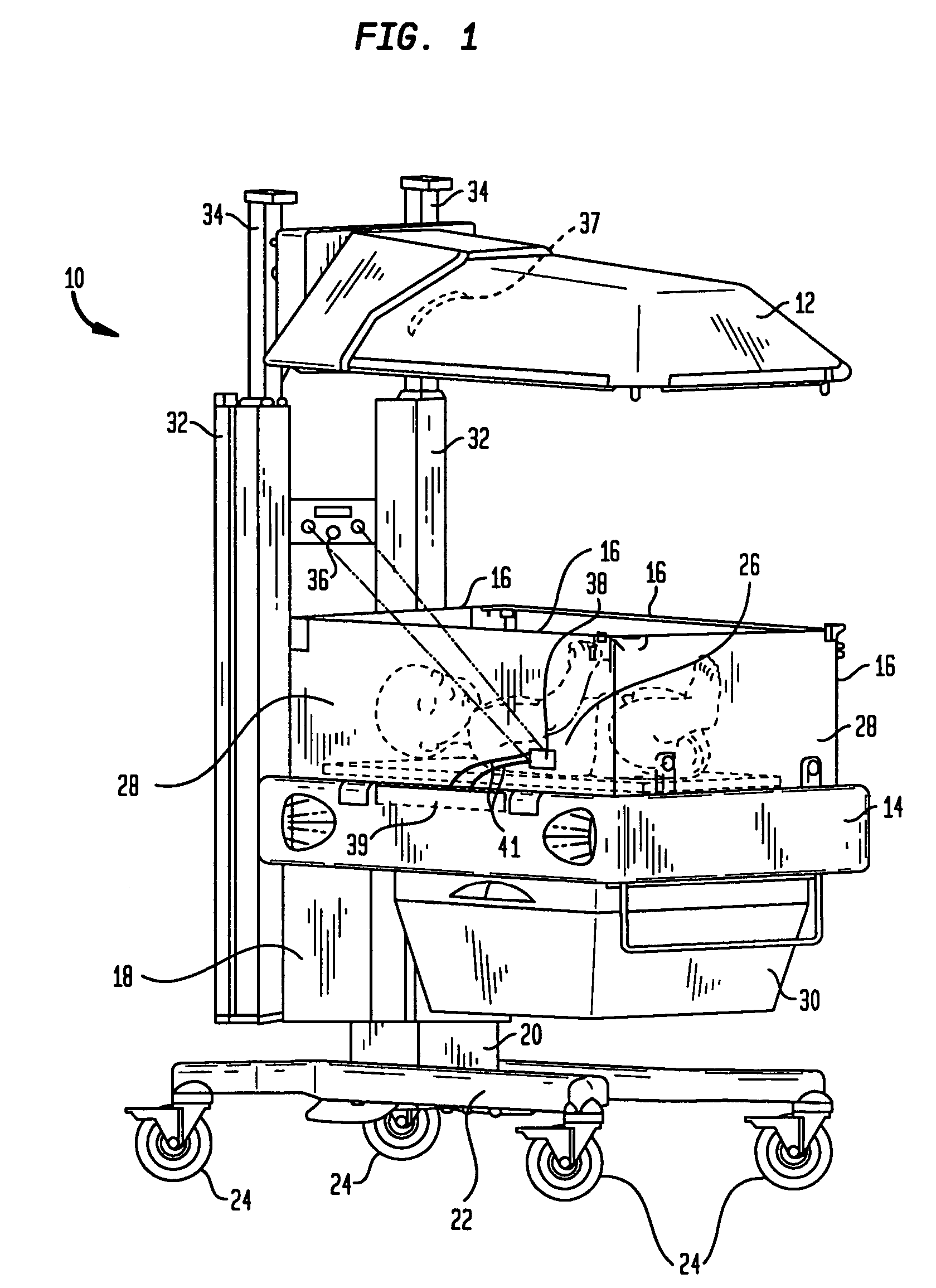 Telemetry sensing system for infant care apparatus