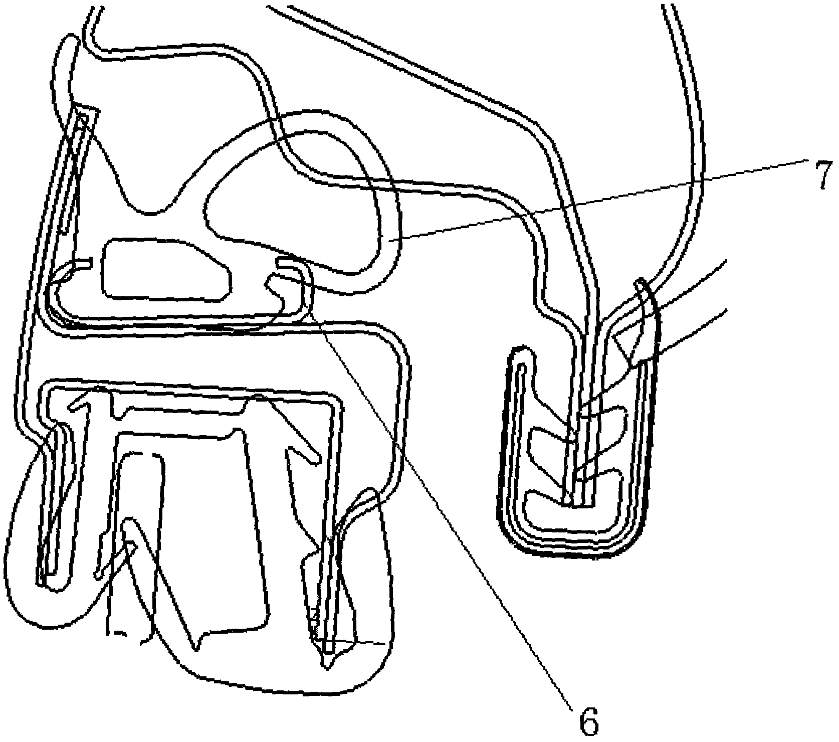 Method and device for fastening joint corner position of sealing strip of front door of automobile