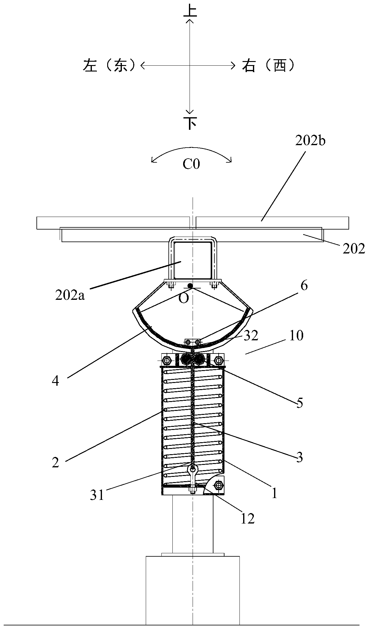 Photovoltaic tracking bracket and eccentric compensation device