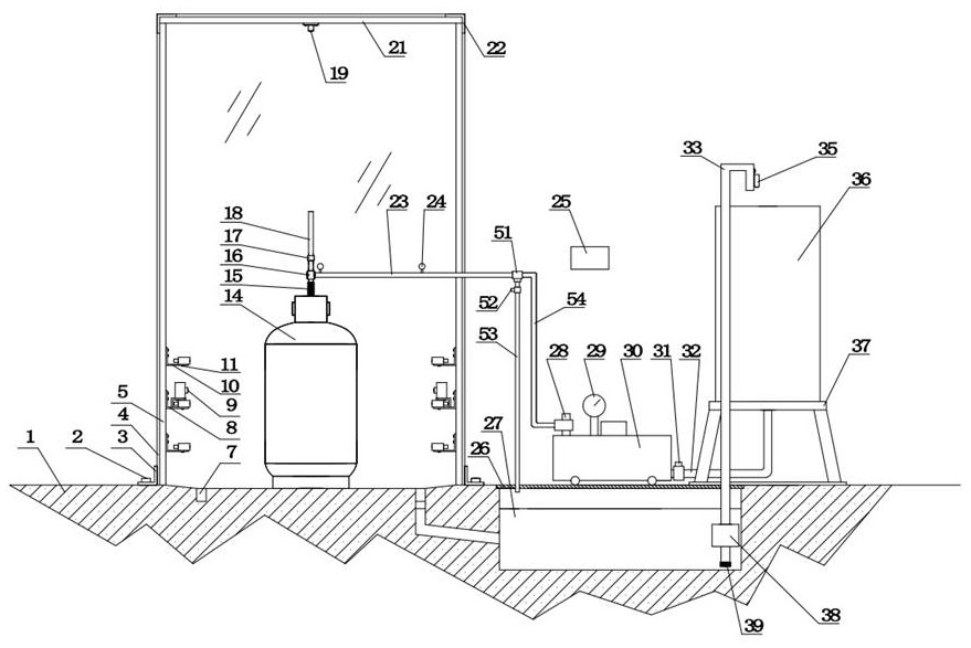 A cart-type fire extinguisher cylinder pressure alternating and blasting test device