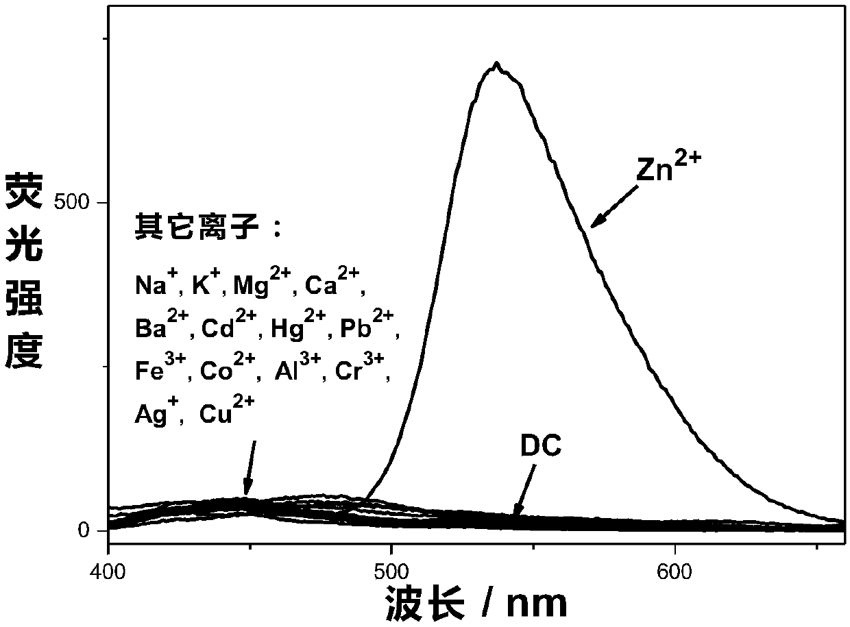 A probe for detecting copper ions and zinc ions, its preparation method and application