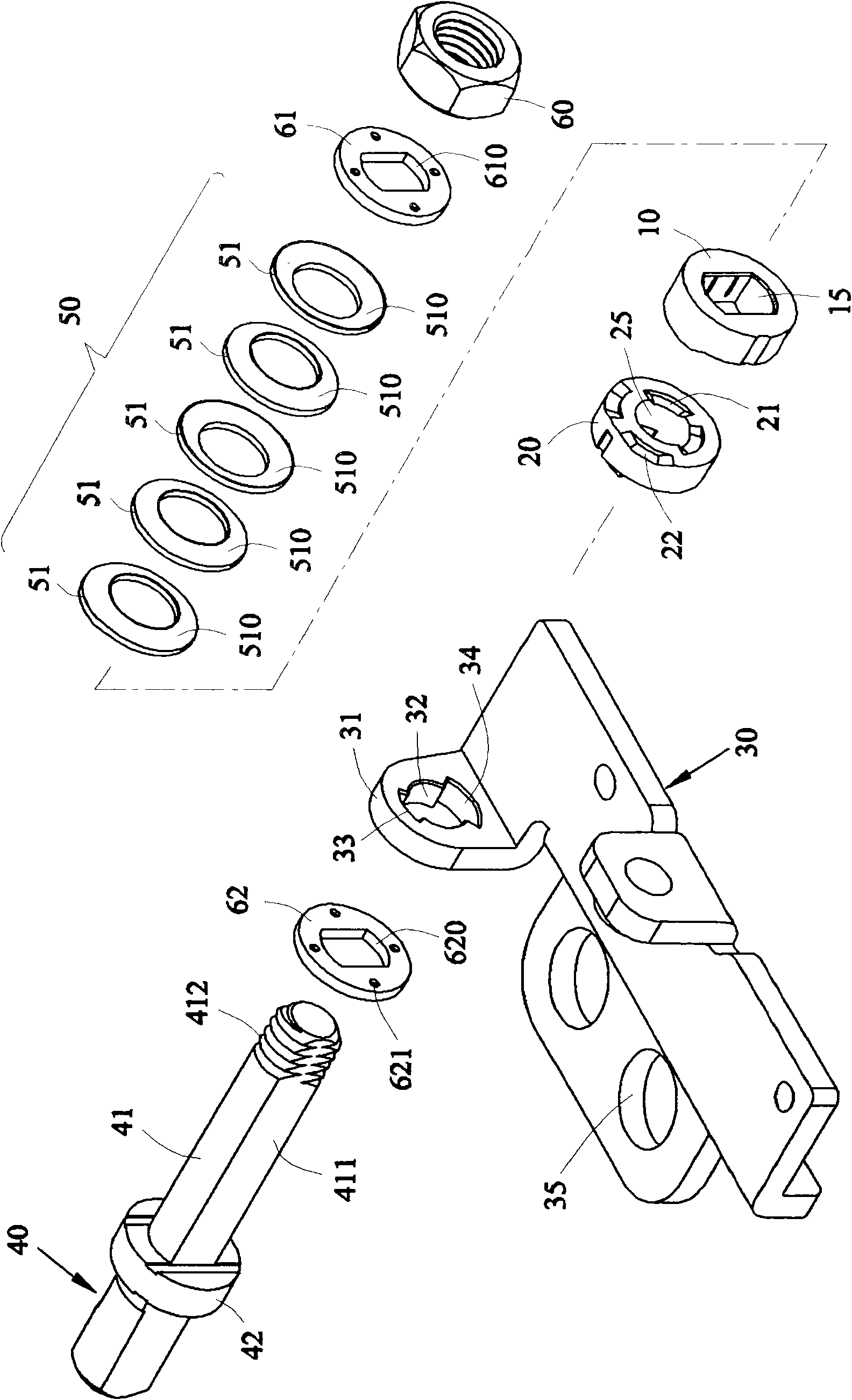 Pivot device capable of being rightly assembled