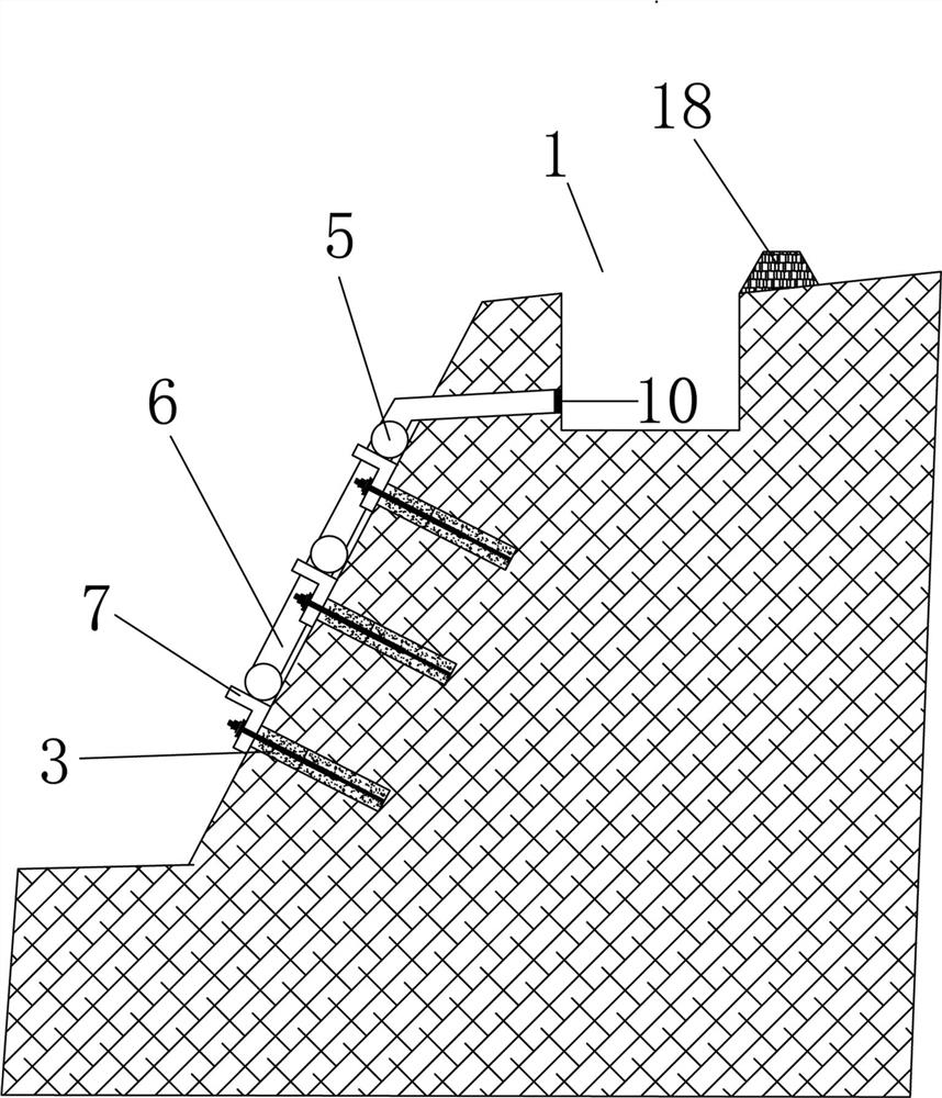 Slope greening structure and method combined with high-strength pre-compressed anchor rod and prefabricated reinforced concrete slab