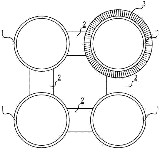 Four-tube conjoint chimney