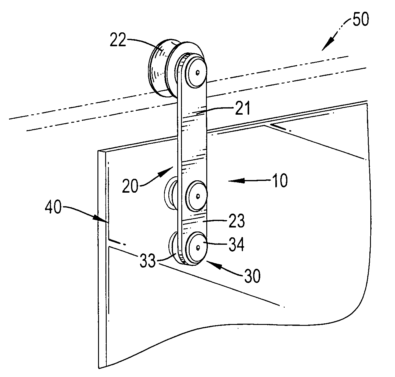 Roller assembly for a frameless sliding glass door