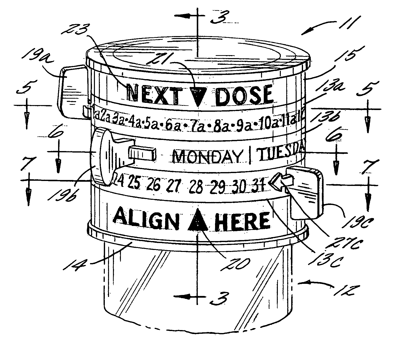 Closure cap for a container having time-date indicators