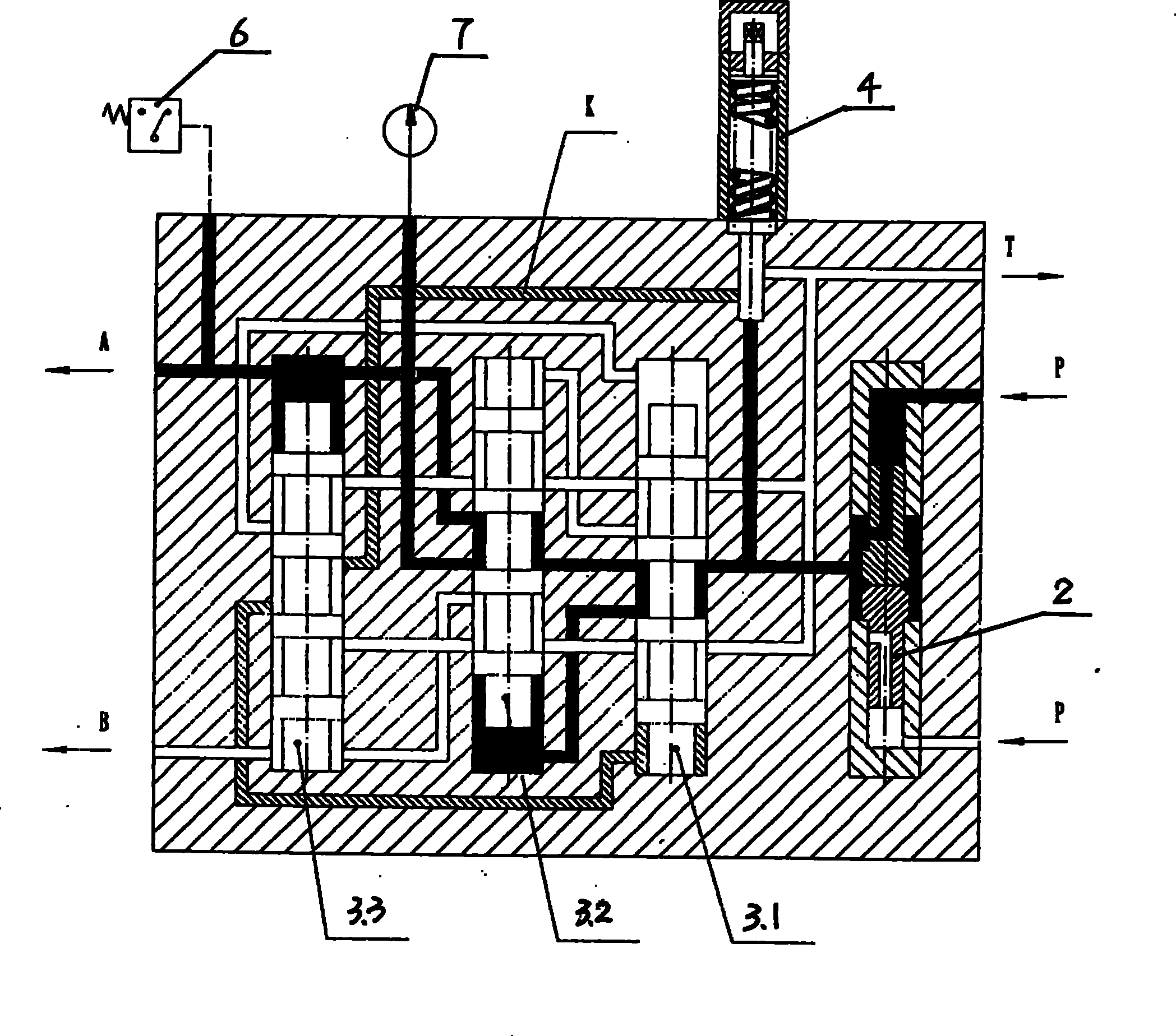 Hydraulic pressure pressure-regulating automatic reverse combined valve for double line grease lubricating system