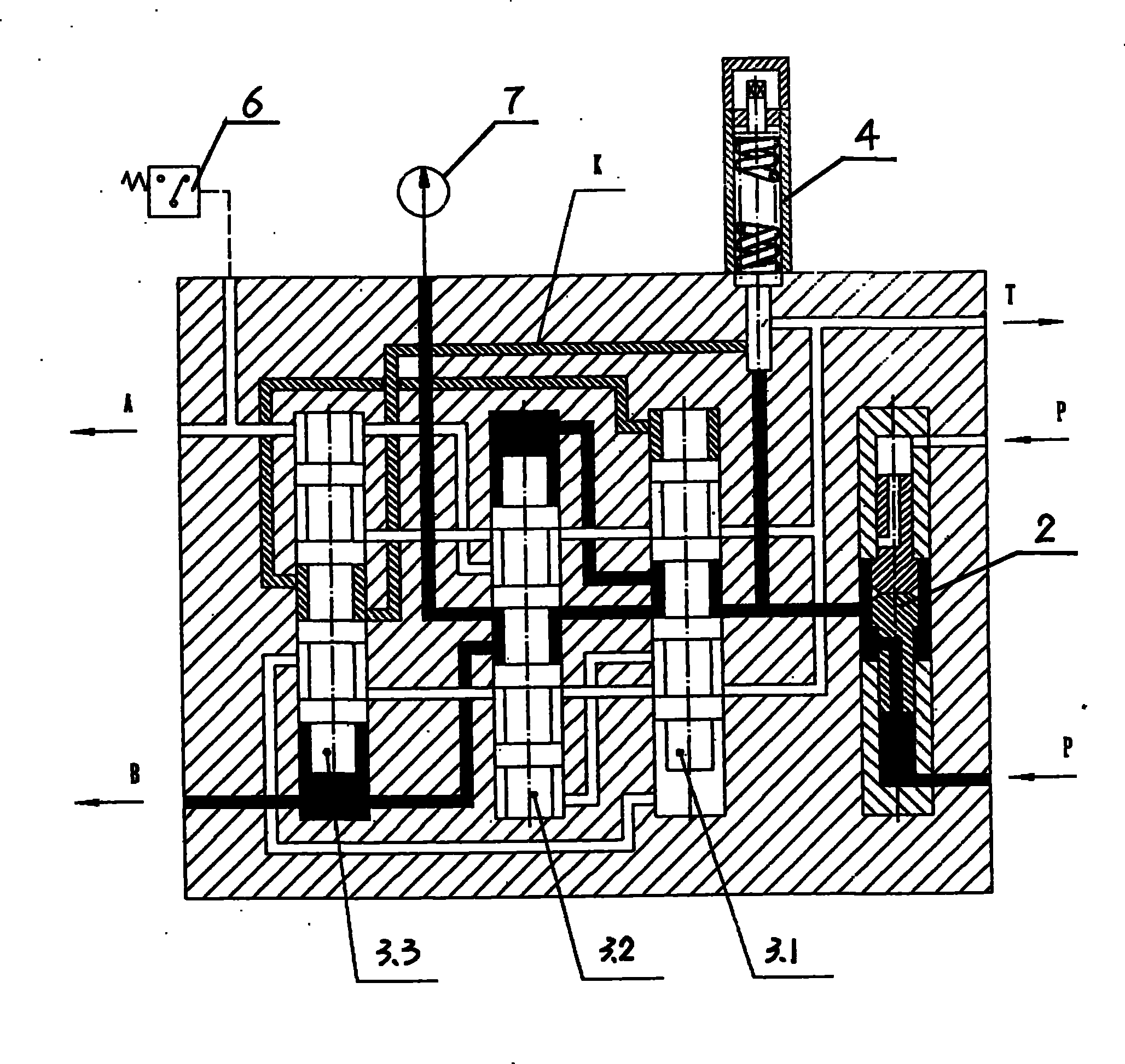 Hydraulic pressure pressure-regulating automatic reverse combined valve for double line grease lubricating system