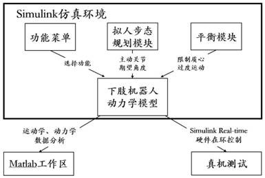 Dynamics simulation platform and simulation method of lower limb robot integrated with balance strategy