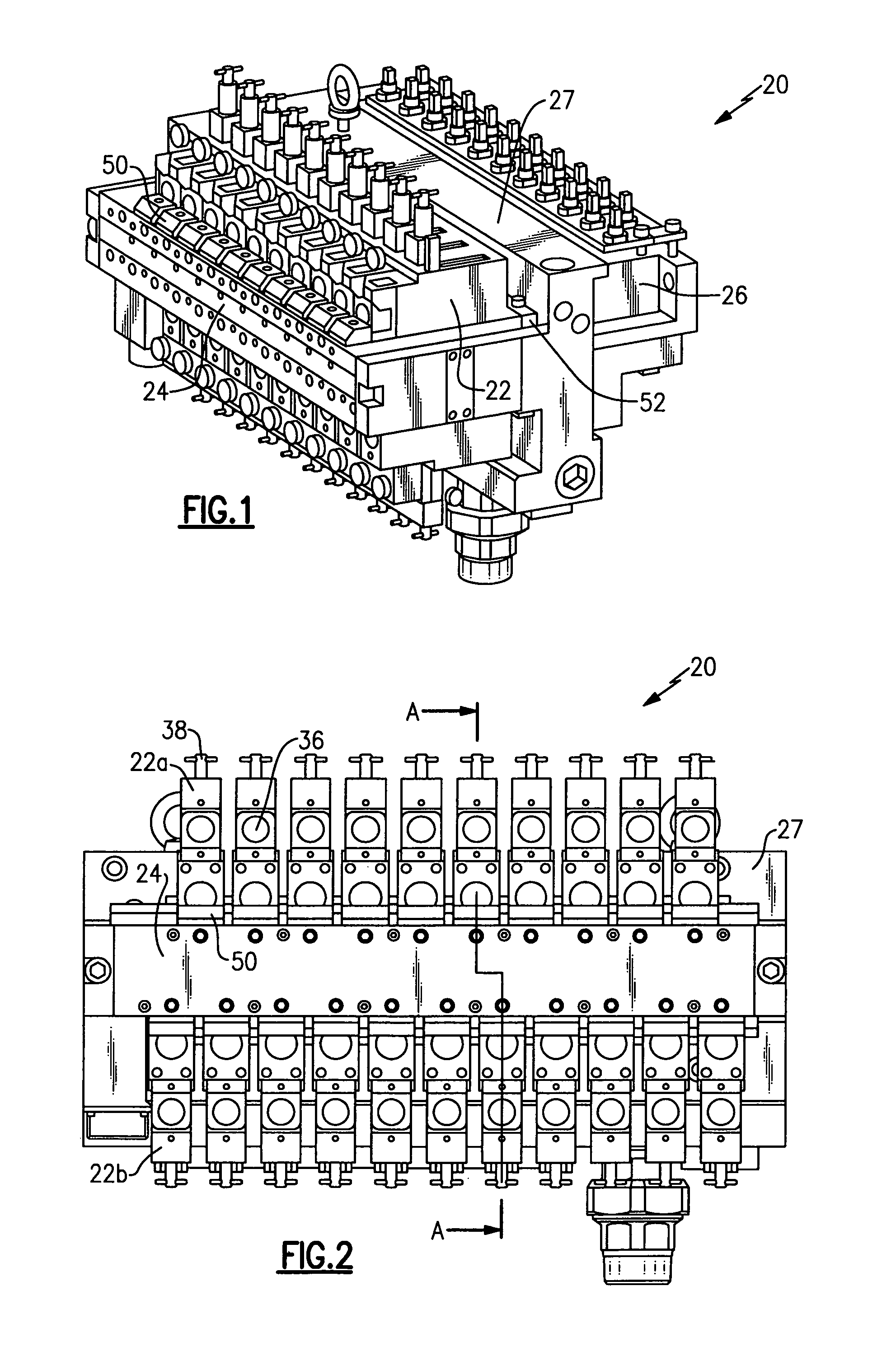 Interchangeable valve for a valve block used with a glass machine