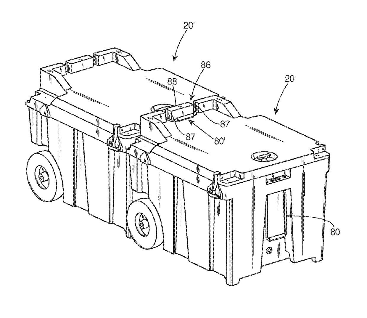 Nesting container and nesting container assembly