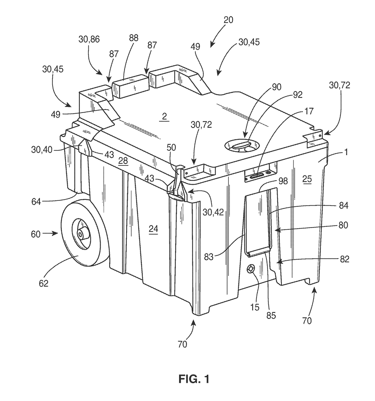 Nesting container and nesting container assembly