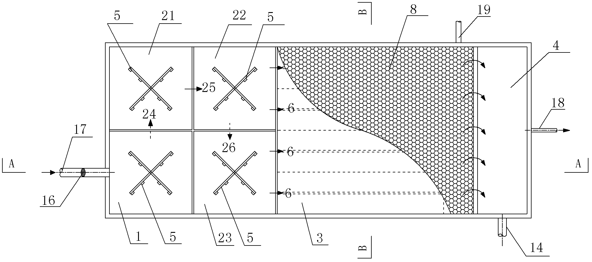 Rain sewage retention tank with function of coagulation sedimentation