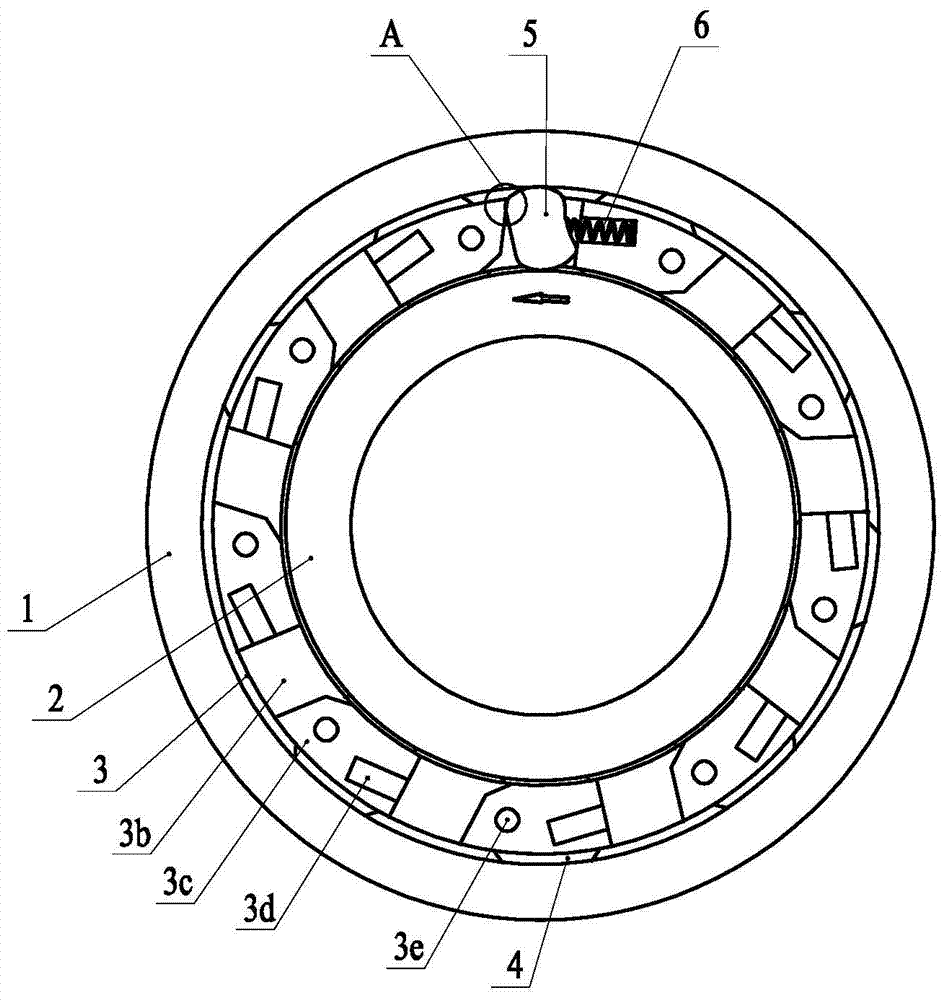 Reverse stop bearing with anti-wedge reverse bearing retainer