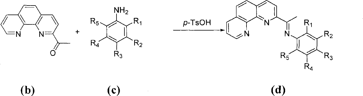 Preparation of acetyl-substituted-1,10-phenanthroline complex and application of prepared complex as catalyst