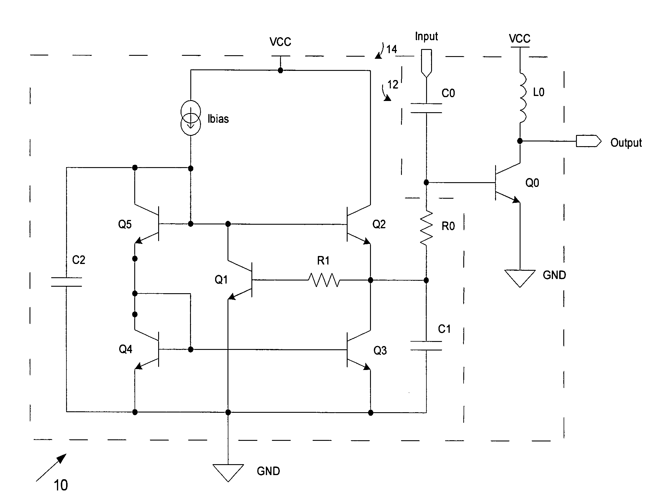 RF amplifier with a bias boosting scheme