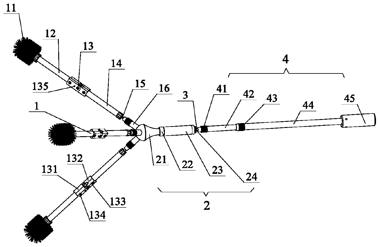 Multi-brush-head cleaning brush with composite working mode