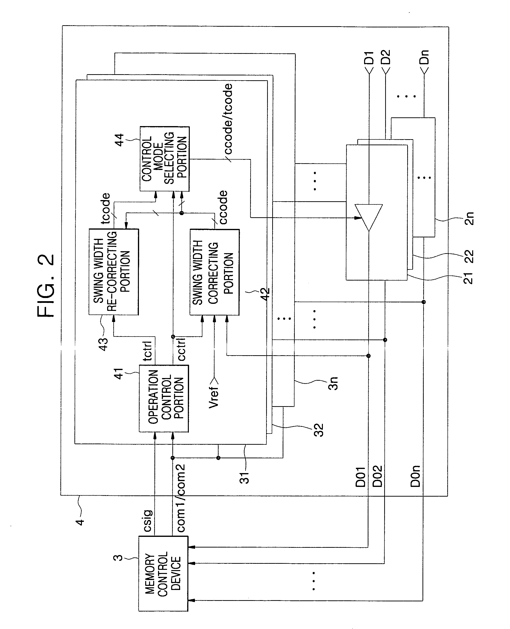 Semiconductor memory device, memory system having the same, and swing width control method thereof