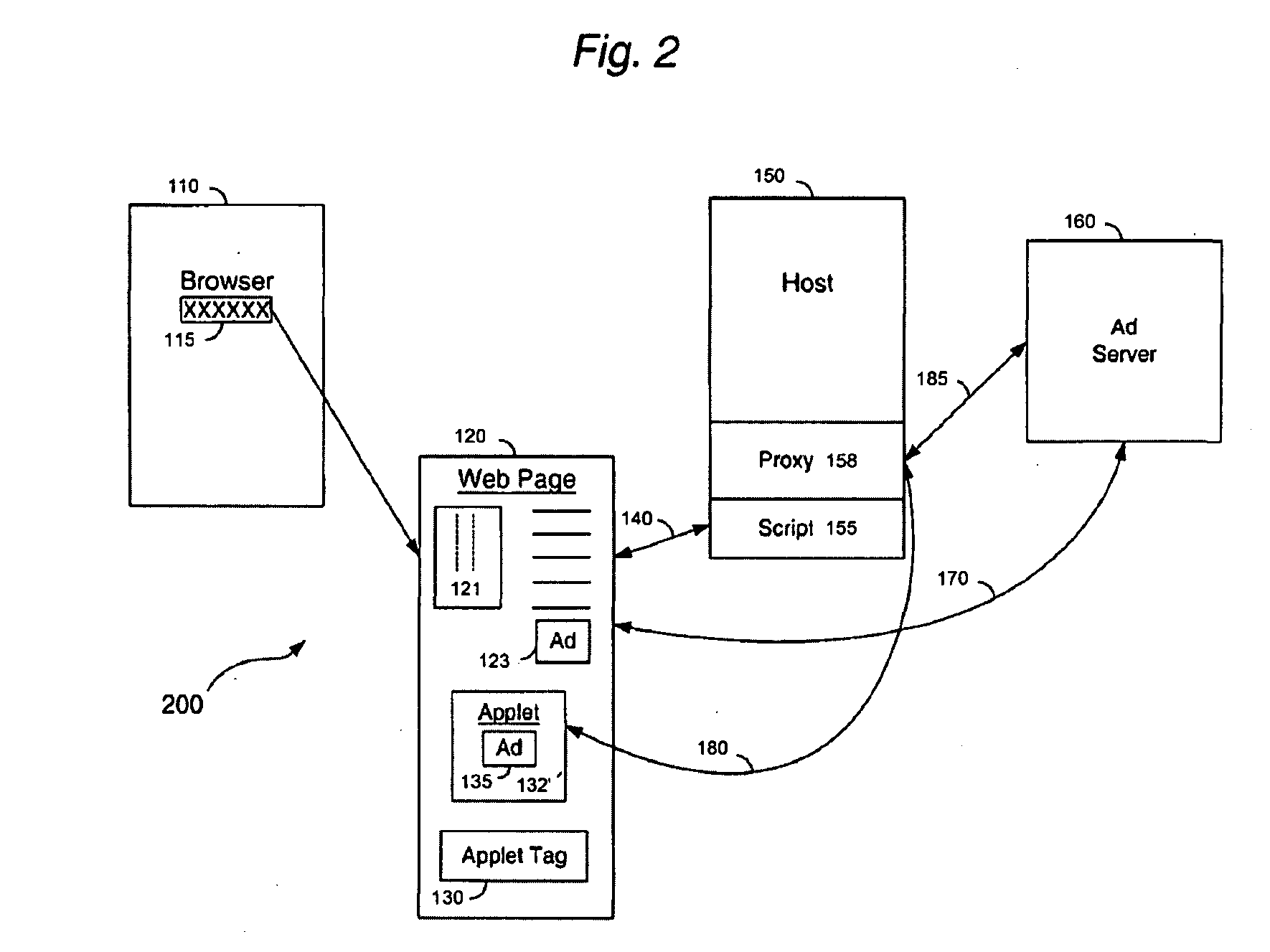 System and Method for Implementing Click-through for Browser Executed Software Including Ad Proxy and Proxy Cookie Caching