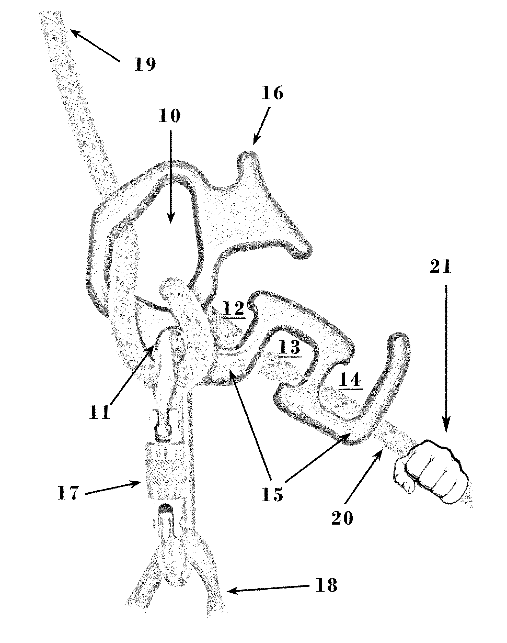 Frictional rope control device with on the fly friction adjustment