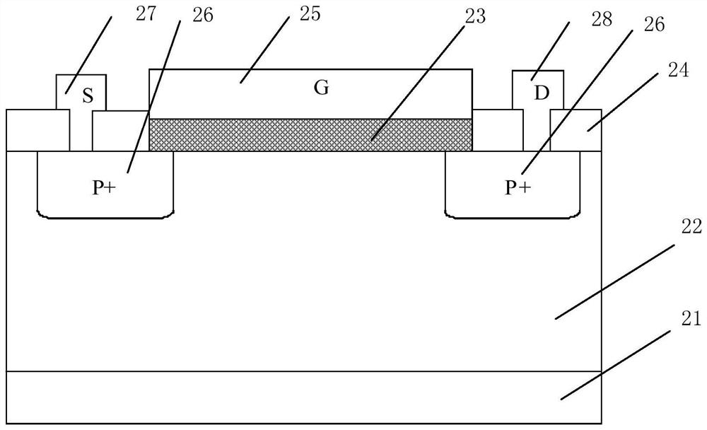 Structure for testing hot hole effect of compound MISFET device, and characterization method thereof