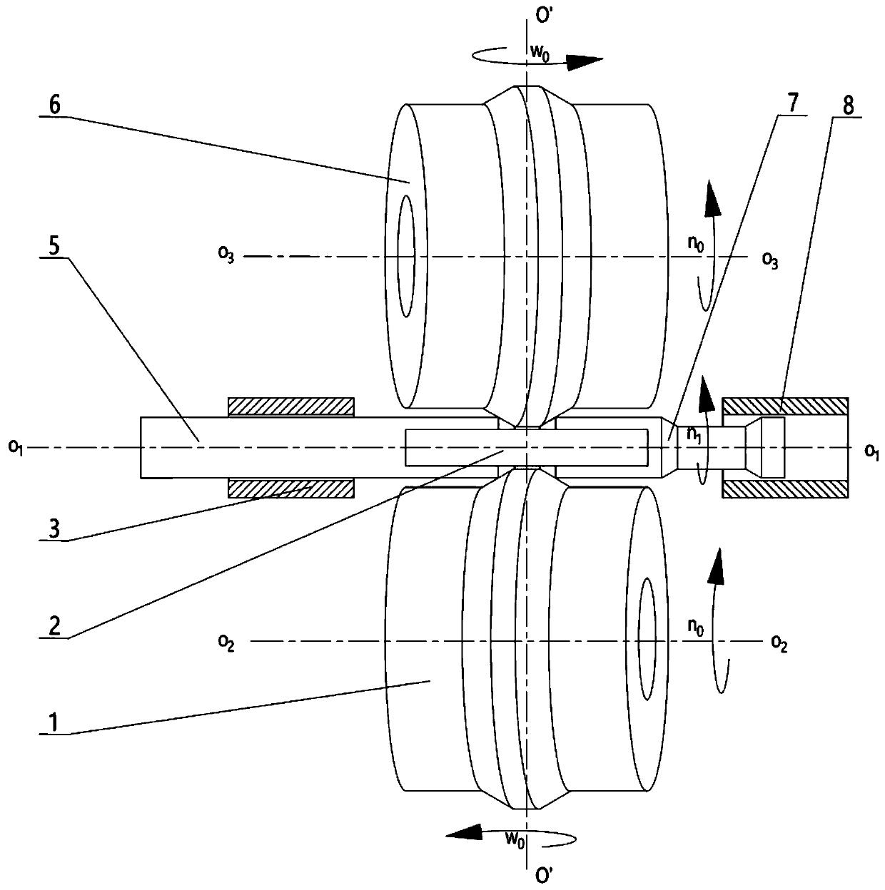 Shaft part two-roller flexible oblique rolling forming device and method