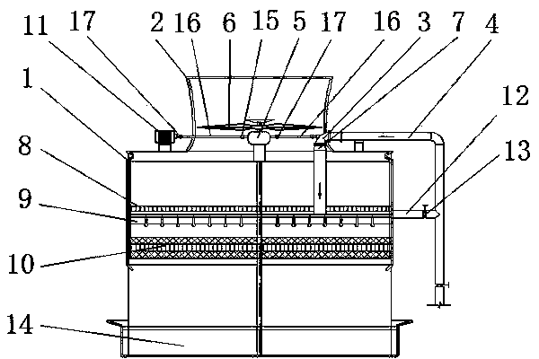 Energy-saving cooling tower with auxiliary motor