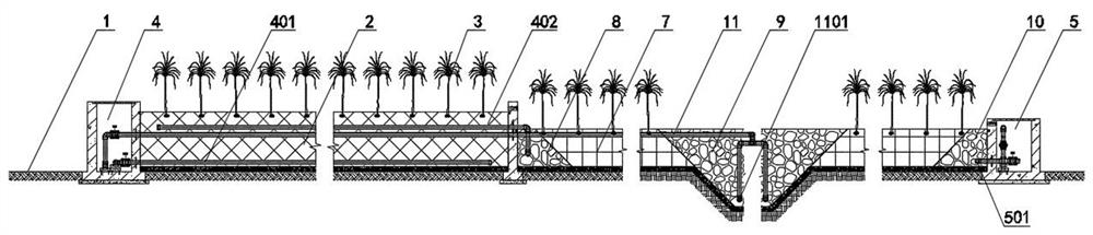 Improved constructed wetland sewage treatment system