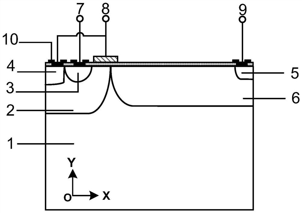 A gate-controlled bipolar-field-effect compound element semiconductor-based lateral double-diffused metal oxide semiconductor transistor