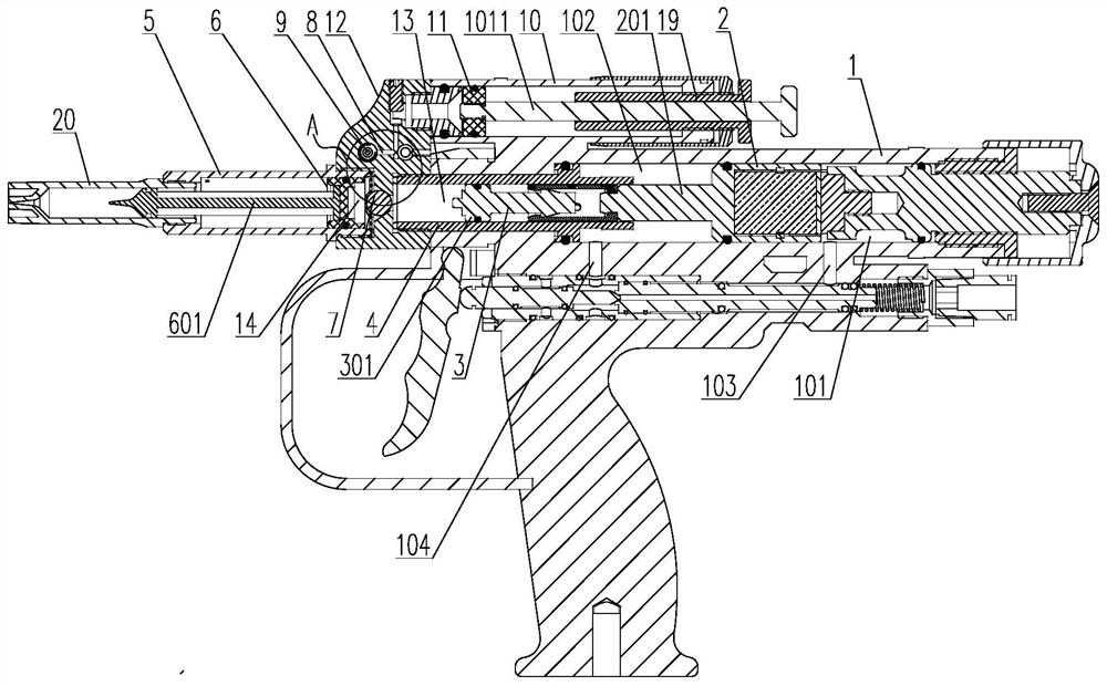 Push rod resetting mechanism of needleless injector