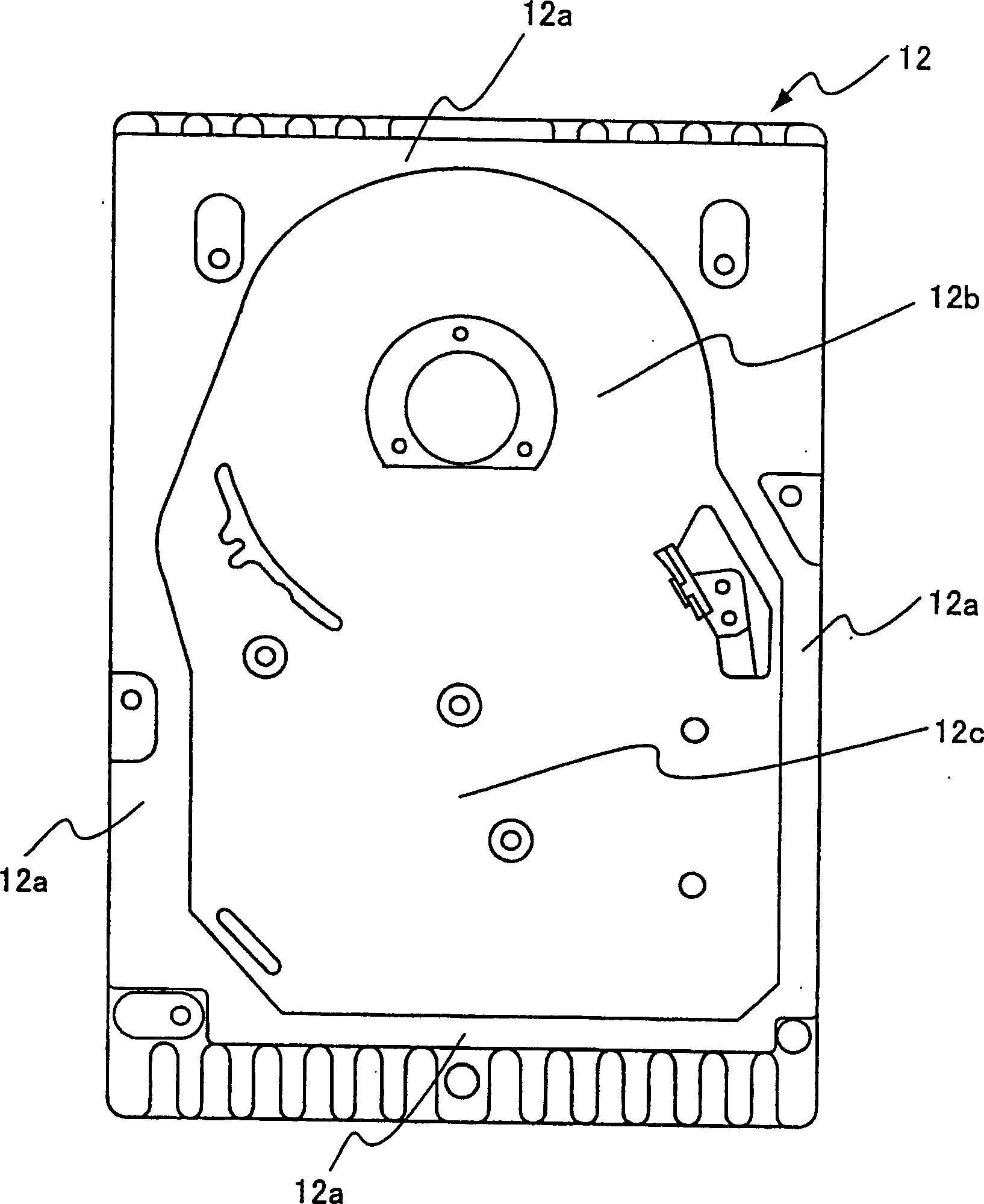 Disc drive, rigid disc drive and casing for rigid disc drive