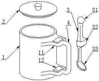 Water cup configured with spoon