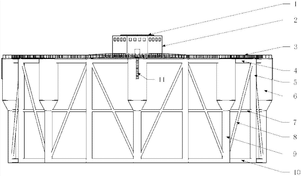 Semi-submersible aquaculture platform used in deep open sea