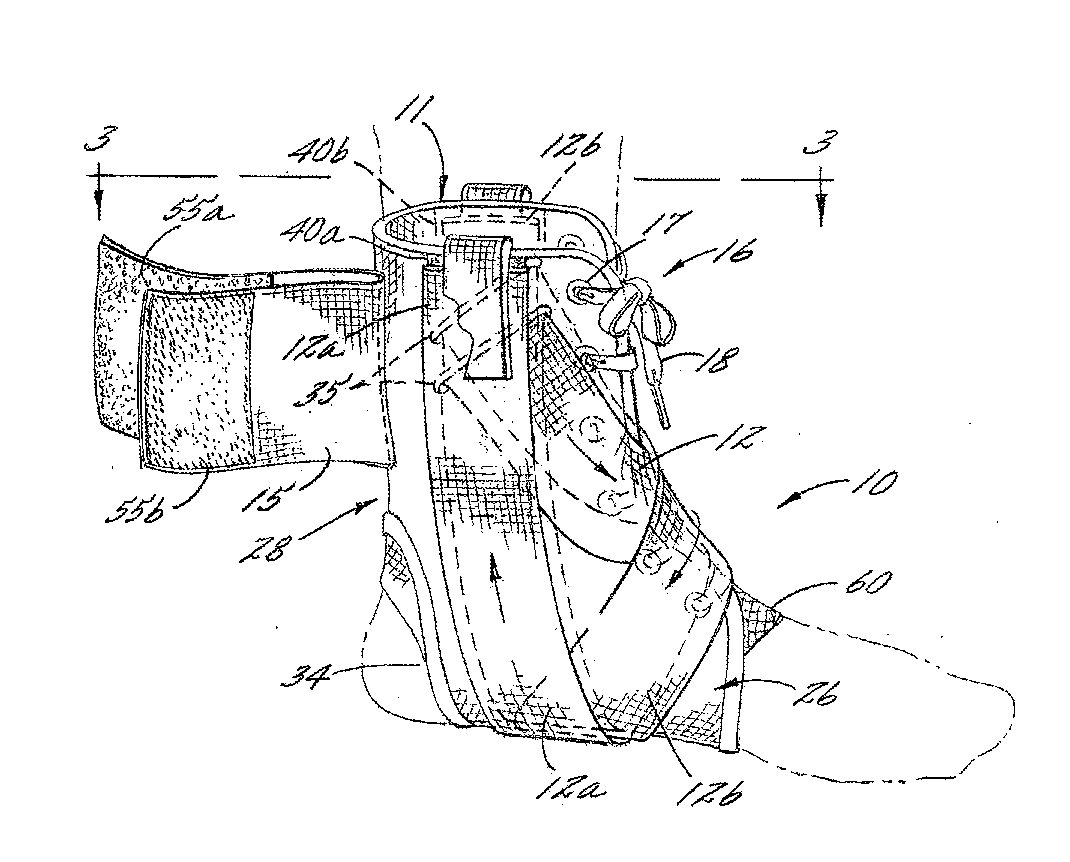 Ankle stabilizing apparatus having a dynamic cuff and stabilizing strap system