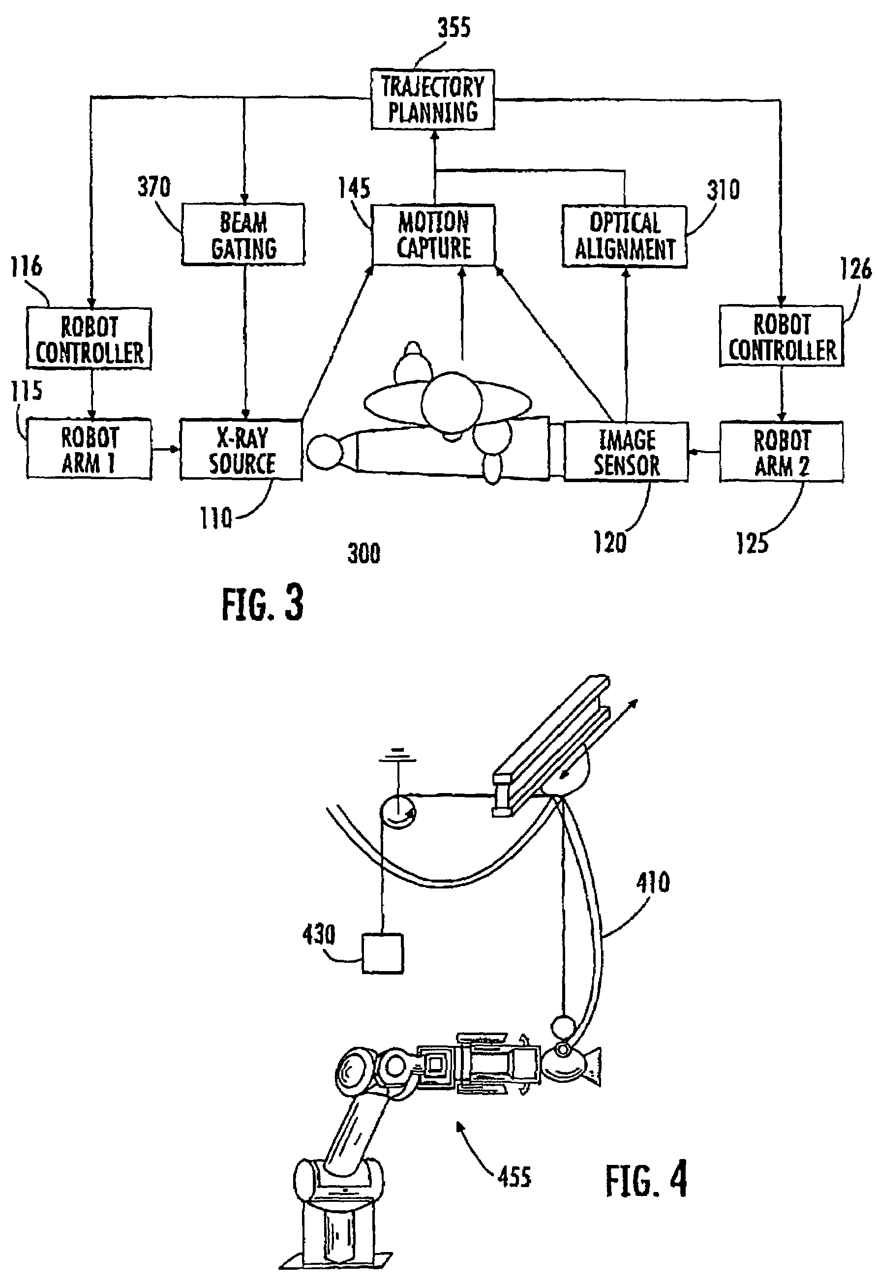 Radiographic medical imaging system using robot mounted source and sensor for dynamic image capture and tomography