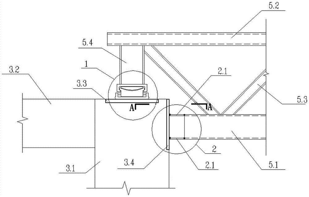 A cable curtain wall support system with a steel truss on the top and its construction method