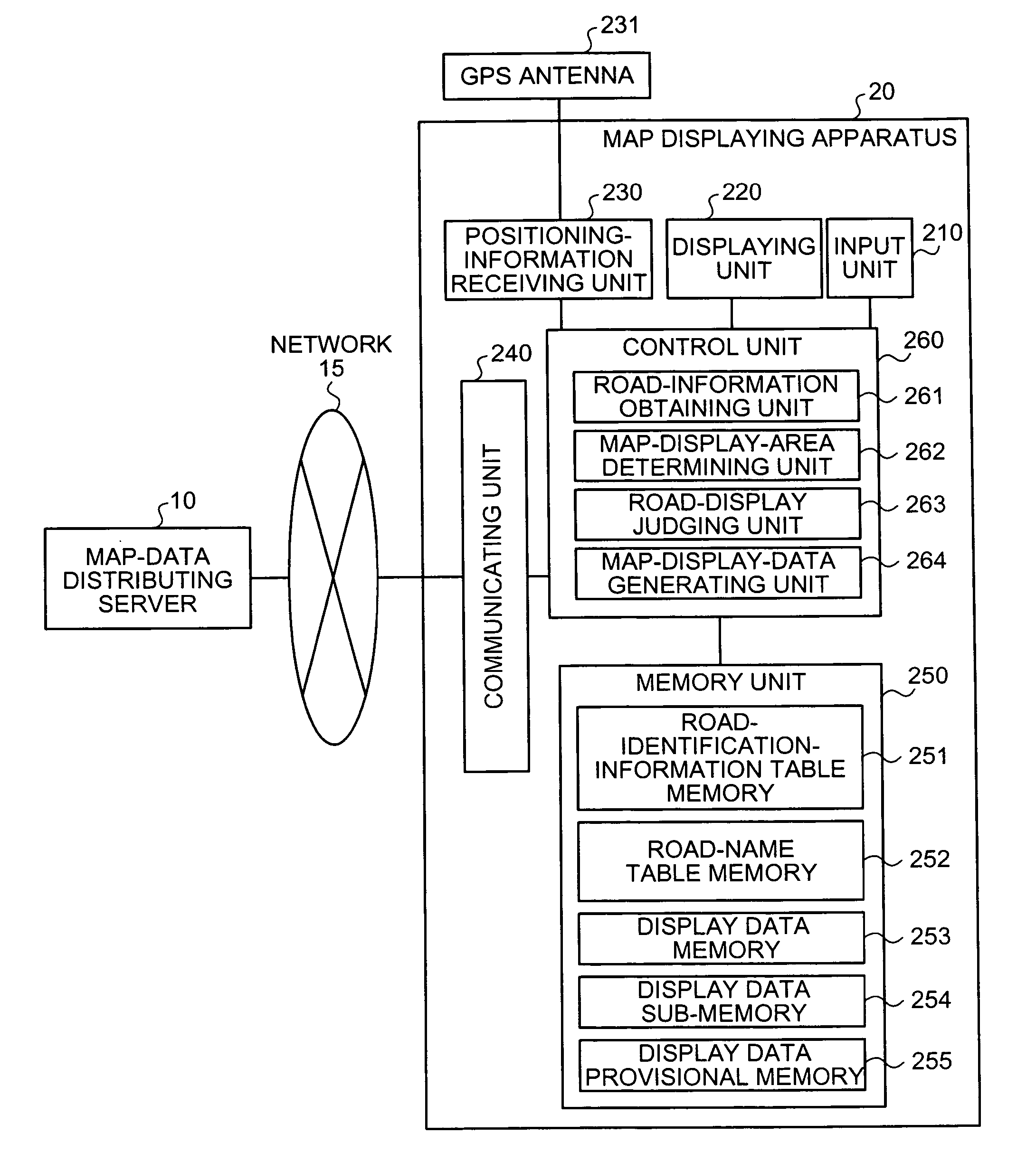 Map displaying device, map display method, and map display program