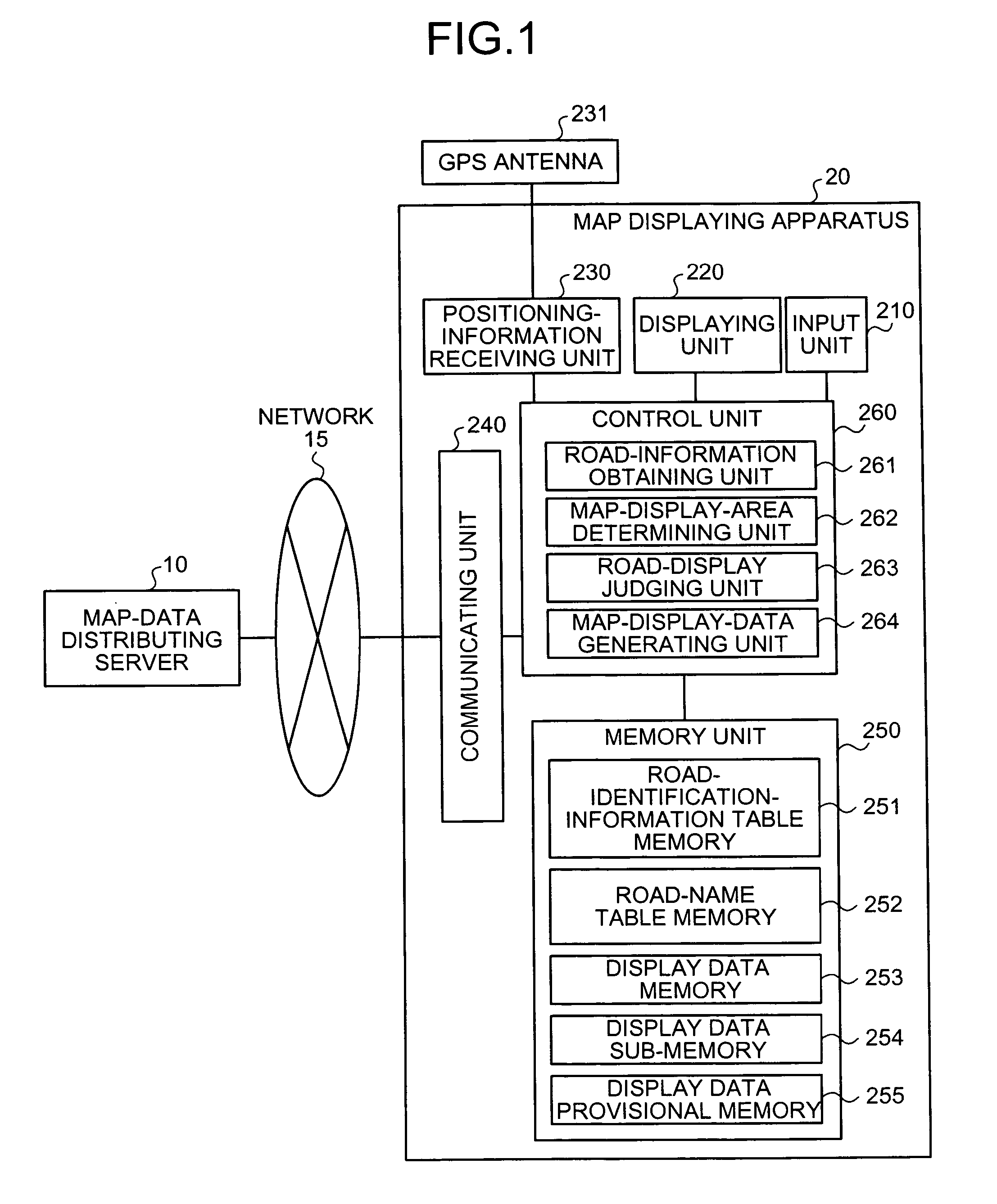 Map displaying device, map display method, and map display program