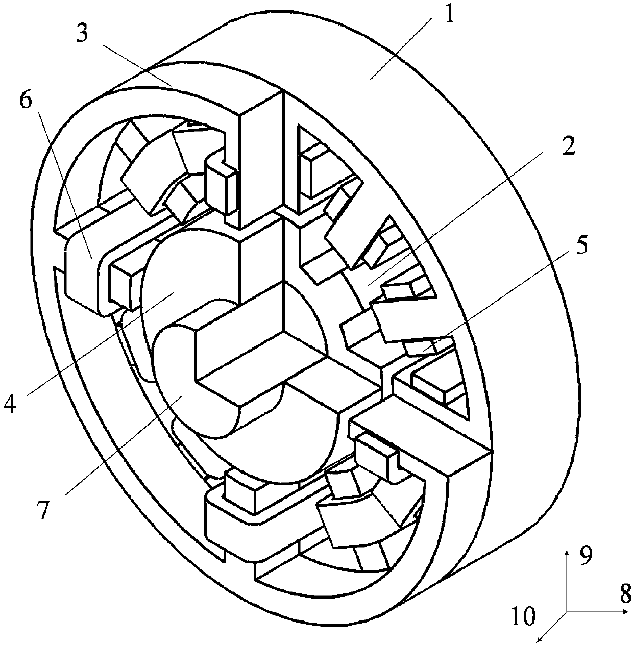 Hybrid magnetic bearing switched reluctance motor and control method thereof