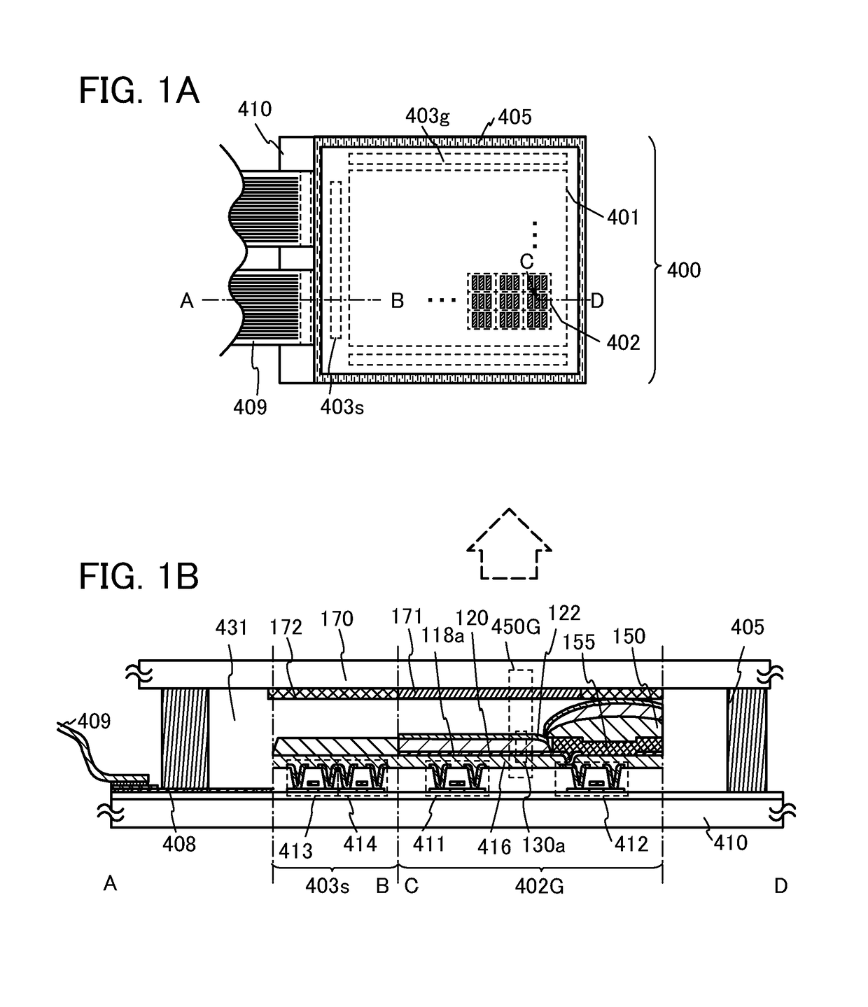 Light-emitting device comprising partition including overhang portion