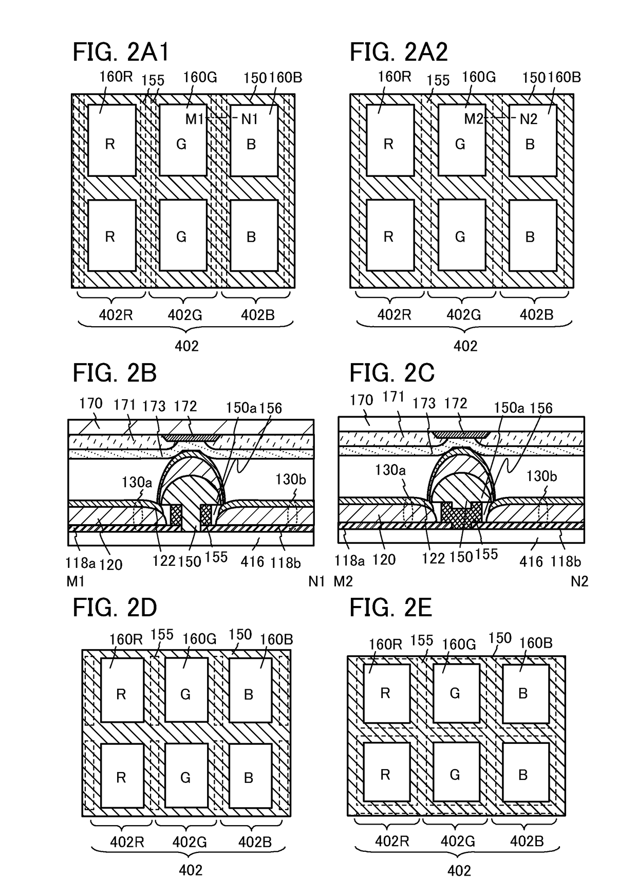 Light-emitting device comprising partition including overhang portion