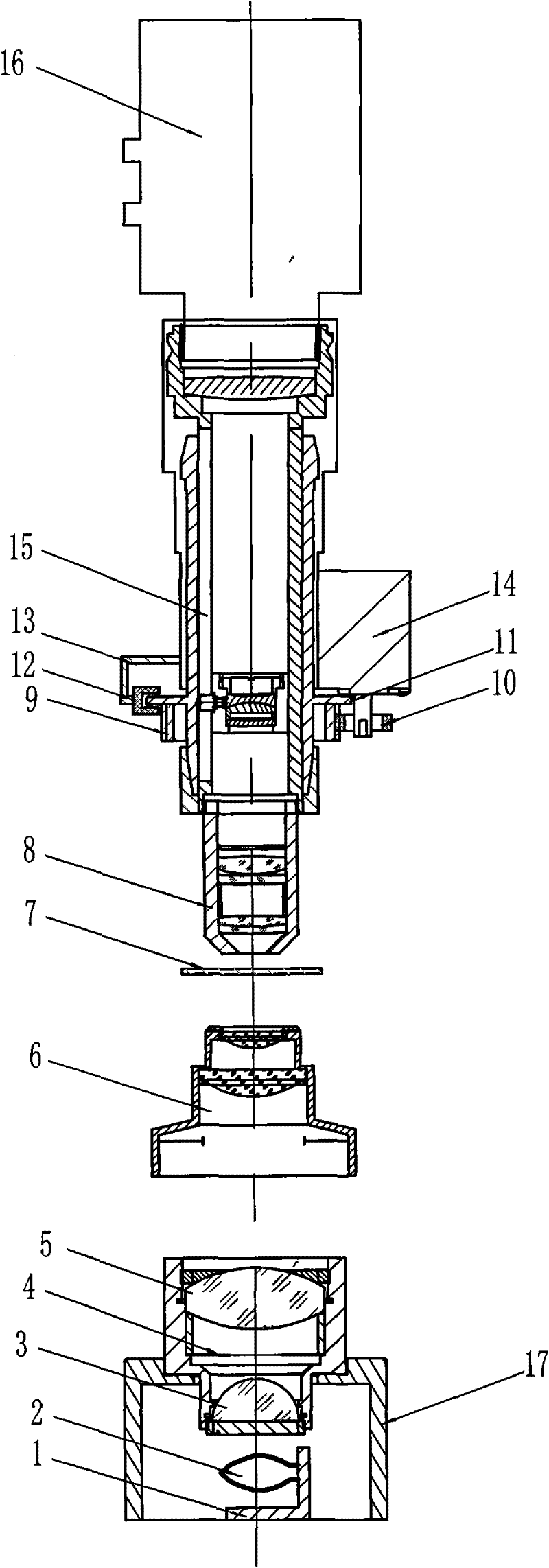 Stepless zooming microscopic inspection device for full-automatic arena analyzer